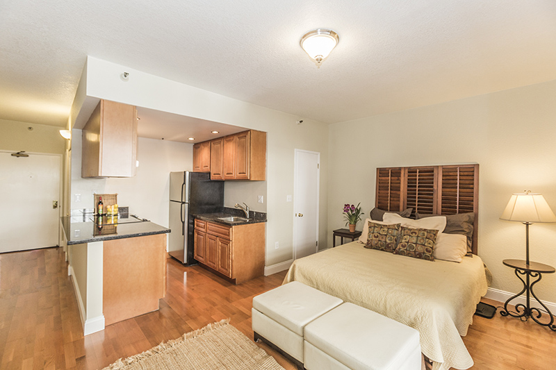 kitchen and living area
